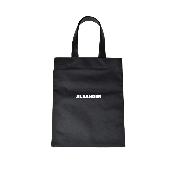 トートバッグ Jil Sander Black Cotton Shopping Bag With Logo Jil Sander Black Cotton Shopping Bag With Logo Tote Bag