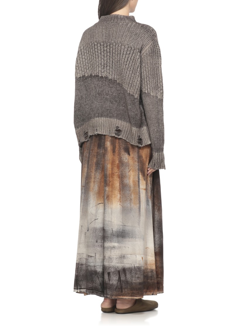 Avant Toi Ribbed Distressed Cashmere-silk Blend Sweater In Gray