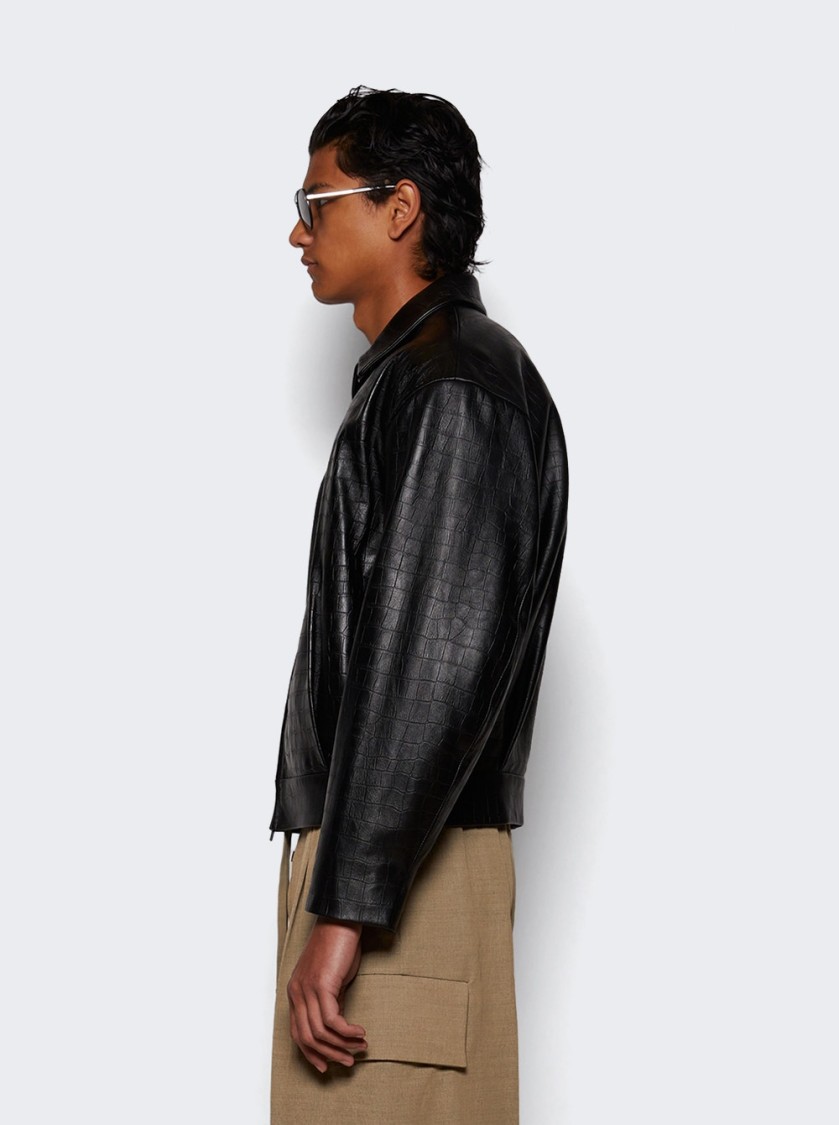 Fear Of God Crocodile-effect Zip-front Jacket In Black