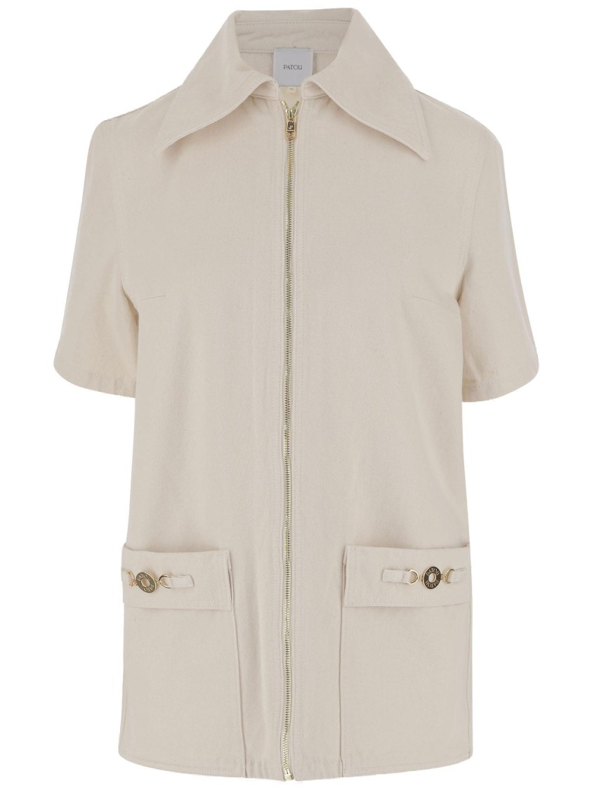 Patou Beige Zipped Denim Mini Dress