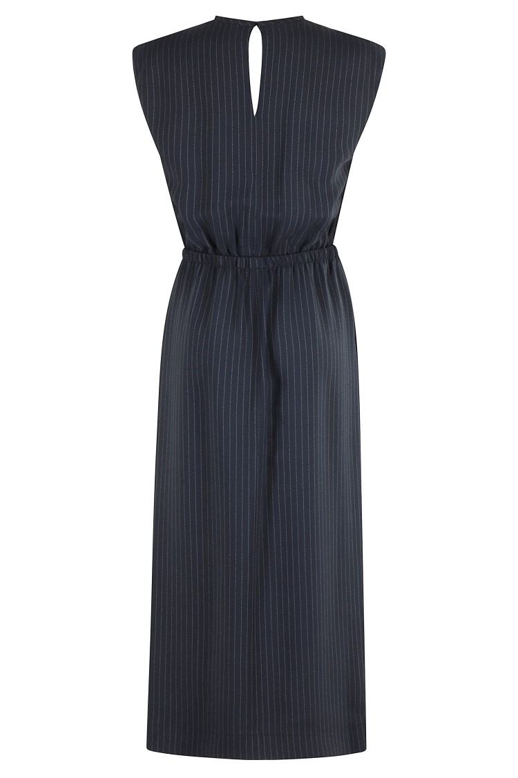 Tela Rigo Midi Dress With Flattering Neckline In Black
