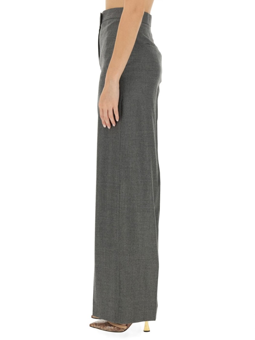 Fendi Wide Leg Wool Pants In Grey