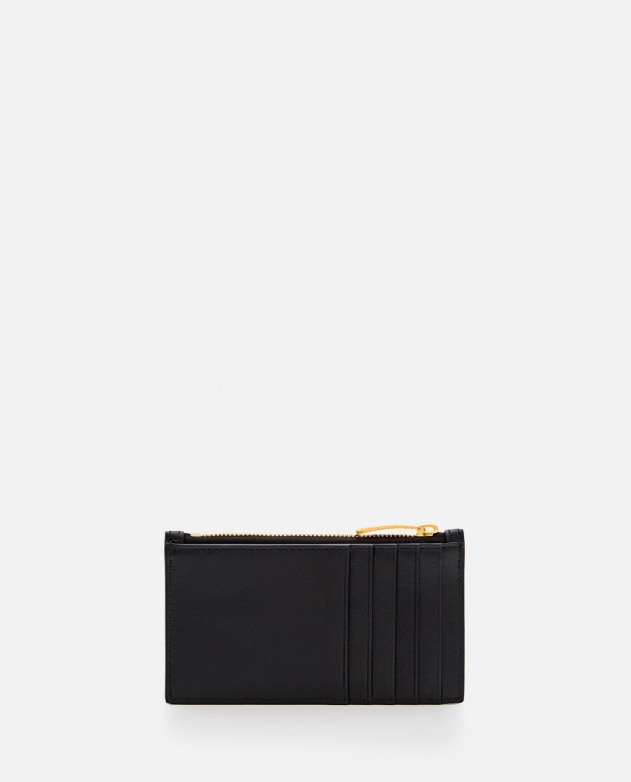 Bottega Veneta Women Lambskin Leather Card Holder In Black