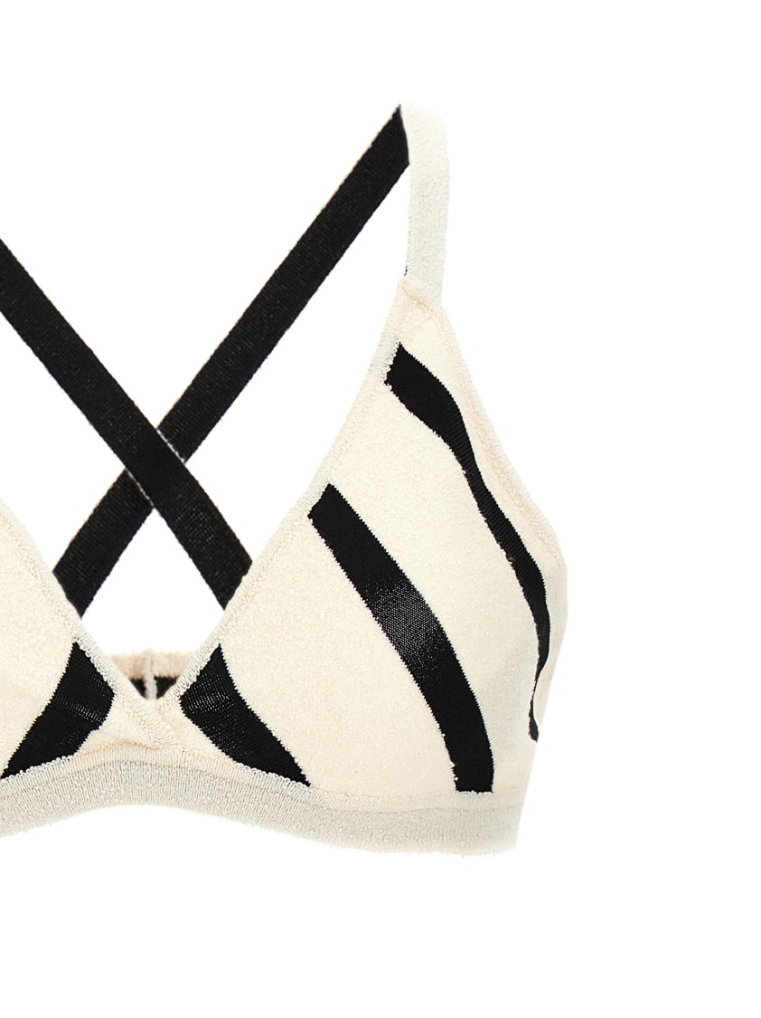 Moncler Bouclé Striped Bikini In Neutral