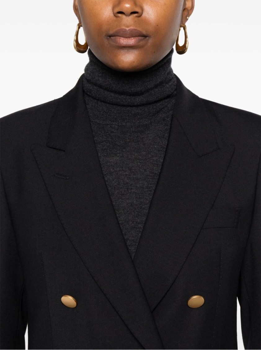 Tagliatore Wool Double-breasted Jacket Gold Buttons In Black