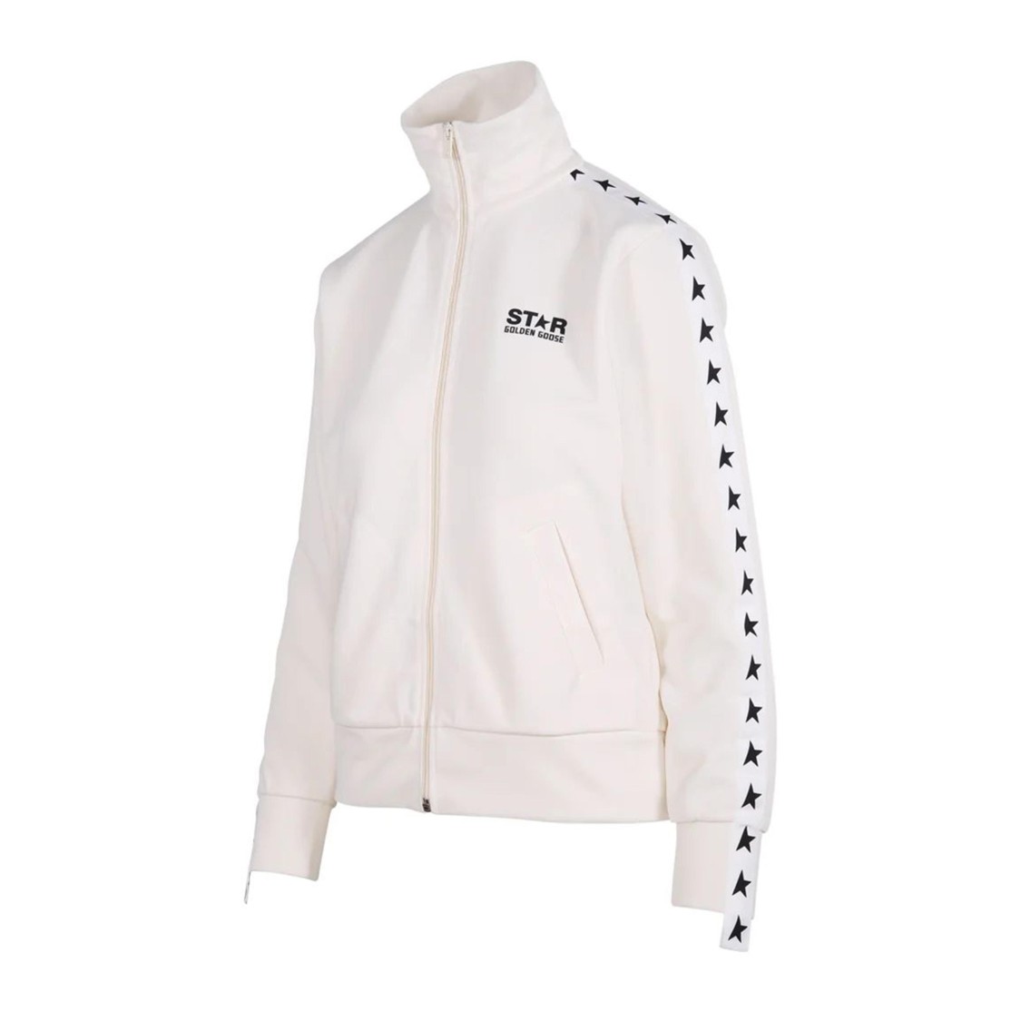 Golden Goose Zipped Track Jacket With Star-patterned Accents In White