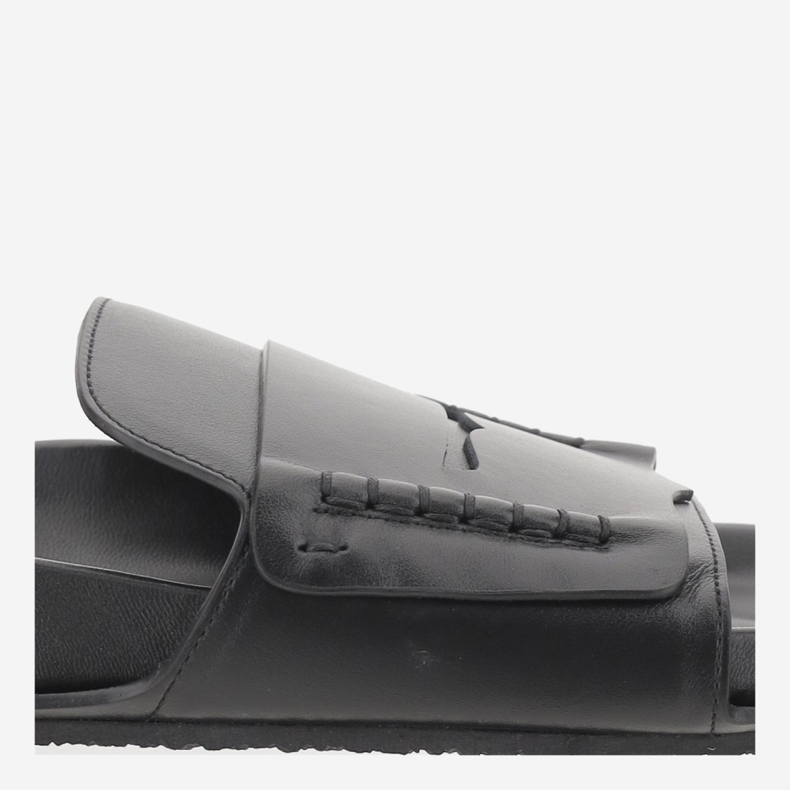 Jacquemus Leather Mocassin Sandal In Black