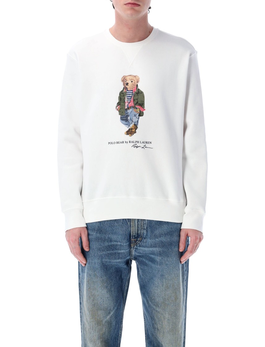 Polo Ralph Lauren White Polo Bear Graphic Sweatshirt In White