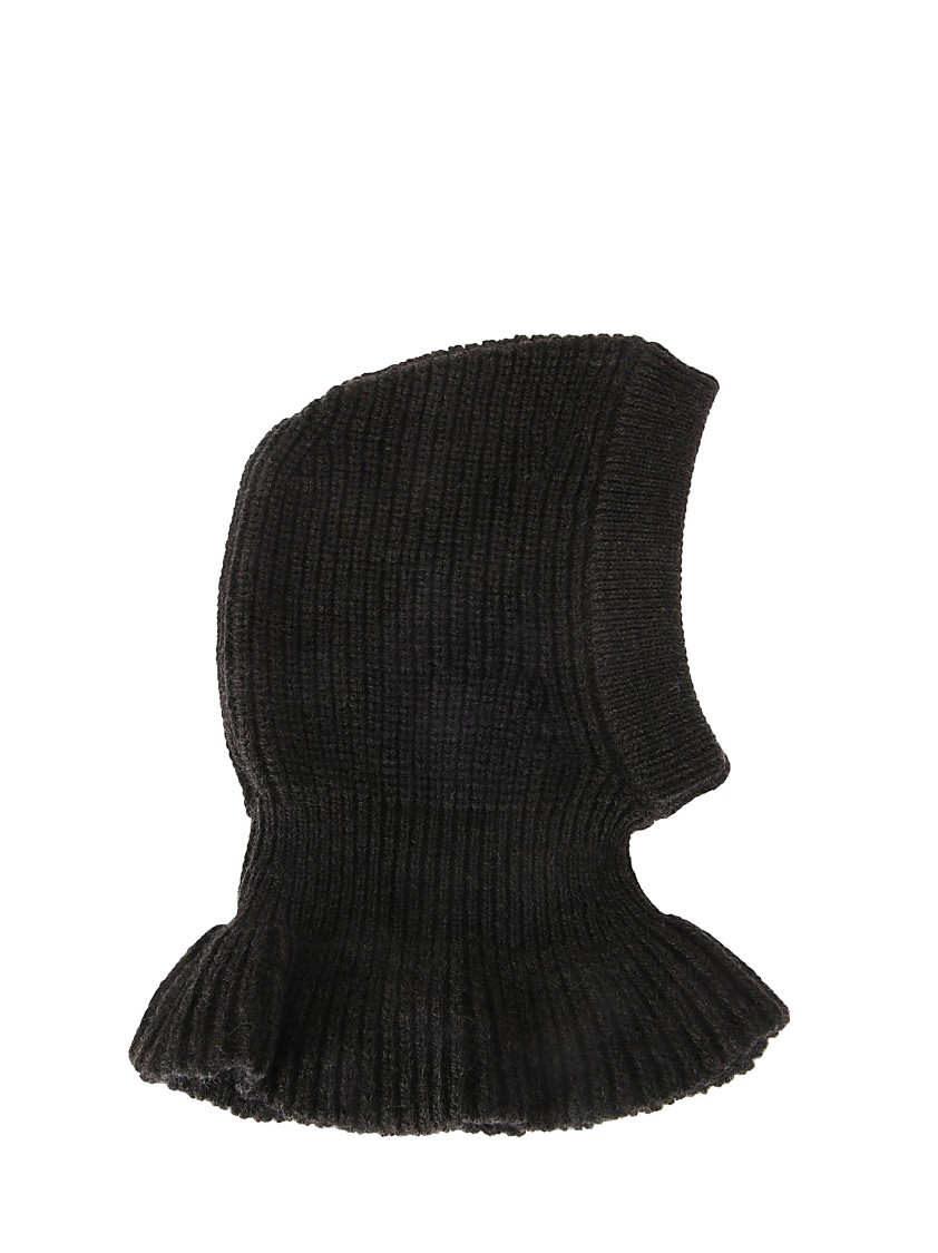 Lemaire Wool And Alpaca Hood Hat With Ribbed Finish In Black