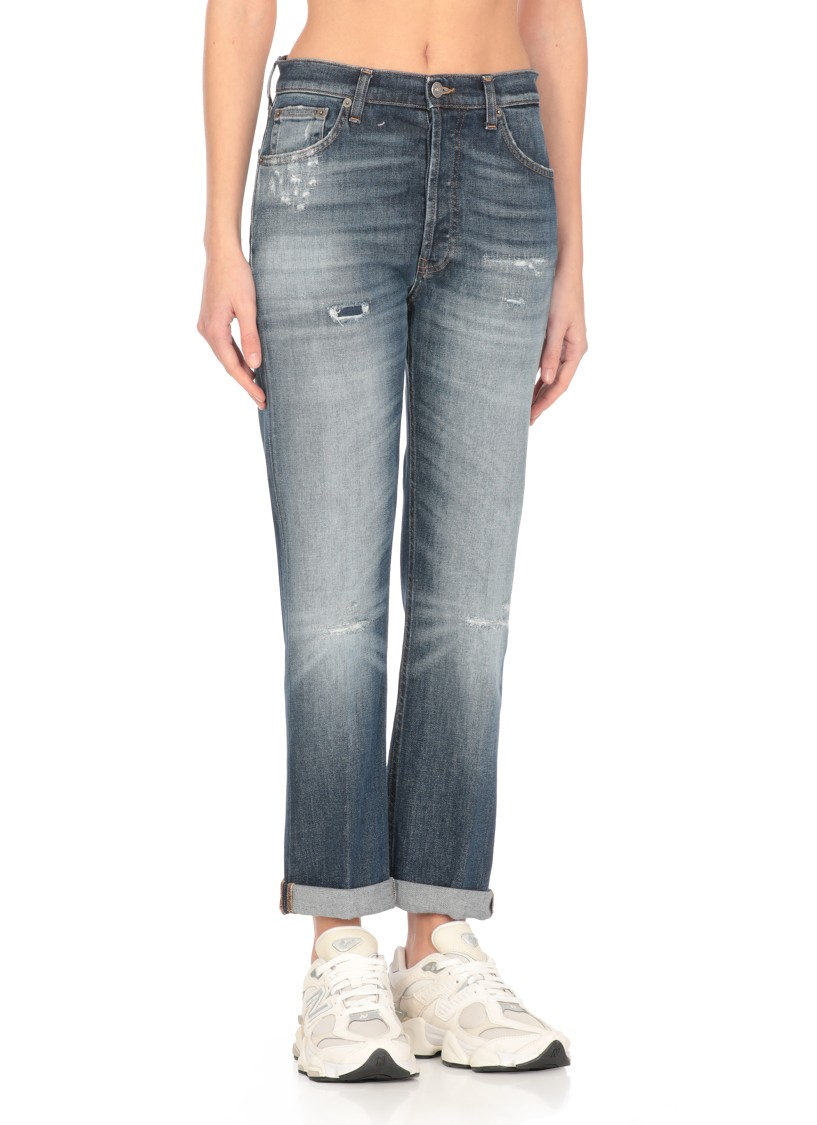 Dondup Regular Fit Jeans With Rolled Cuffs In Blue