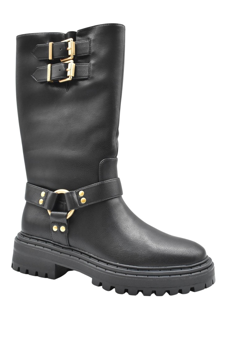 Shop Twinset Twin-set Sleek Black Boots With Laced Front Detail