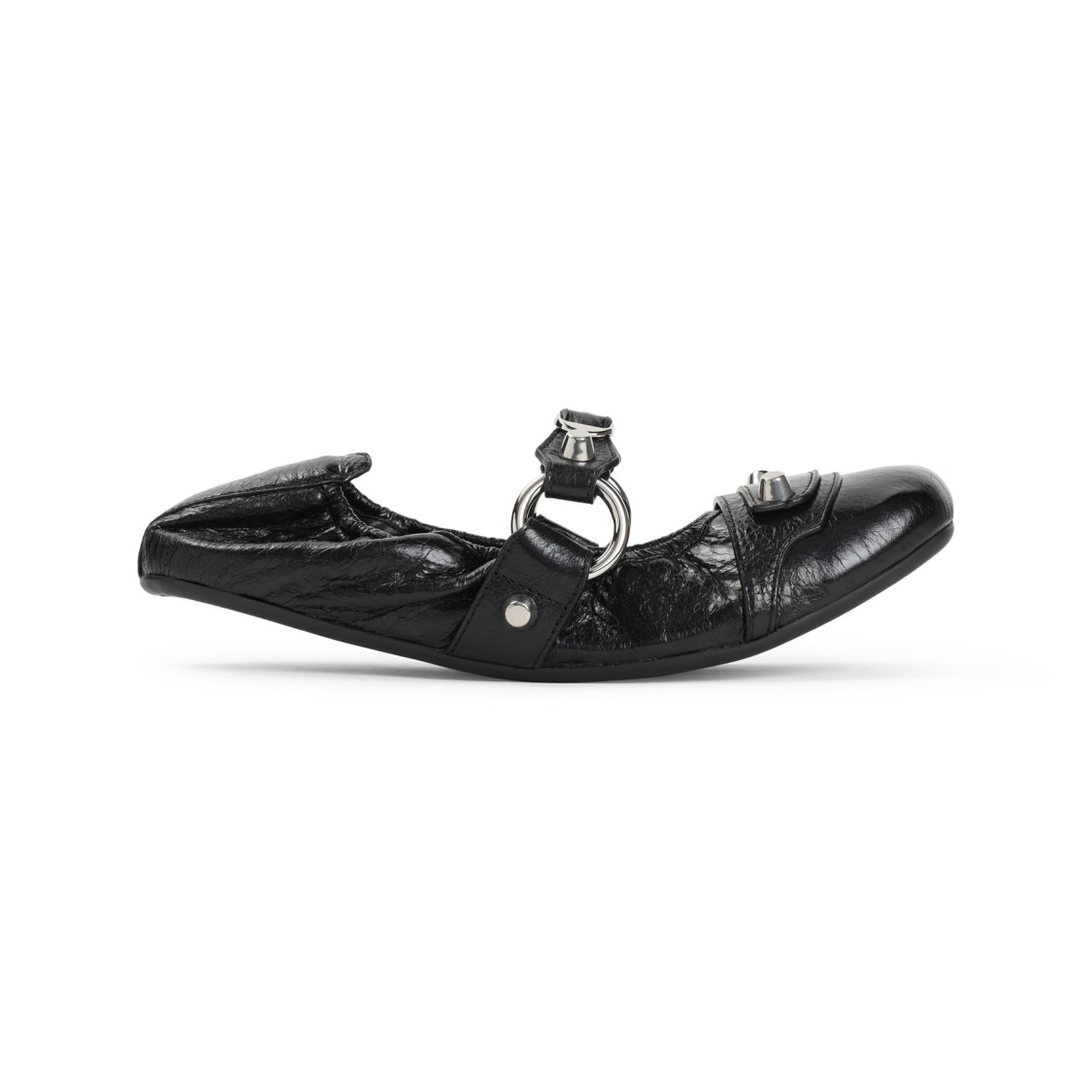 Balenciaga Black Lamb Leather Shoes With Striking Metallic Accents In Black