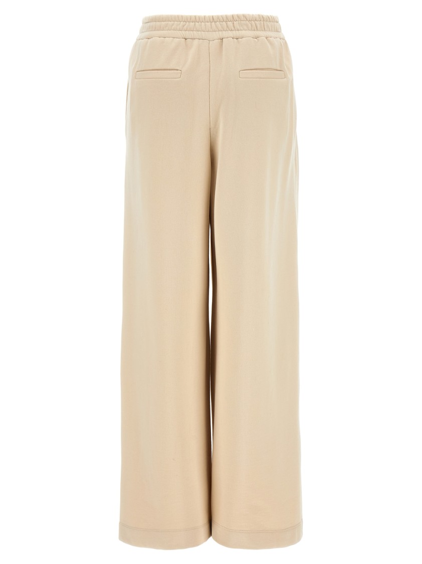 Brunello Cucinelli Wide-leg Fleece Trousers With Adjustable Drawstring In Neutral