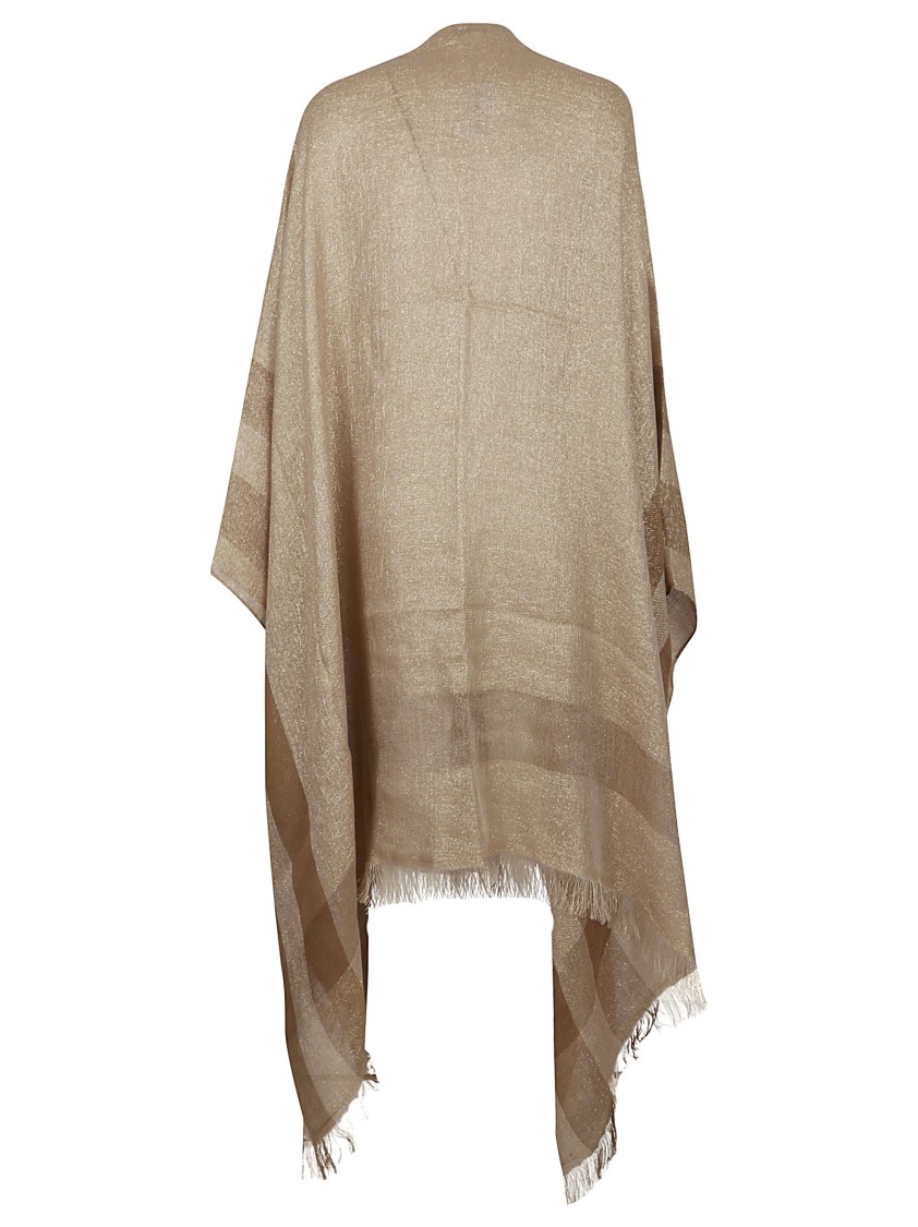 Peserico Linen Scarf With Subtle Striped Patterns In Brown