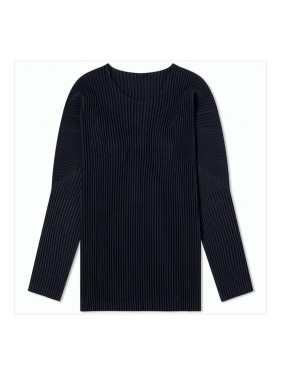 HOMME PLISSÉ ISSEY MIYAKE ブラック長袖シャツ Homme Plissé Issey Miyake Pleated Long-Sleeve Top With Boxy