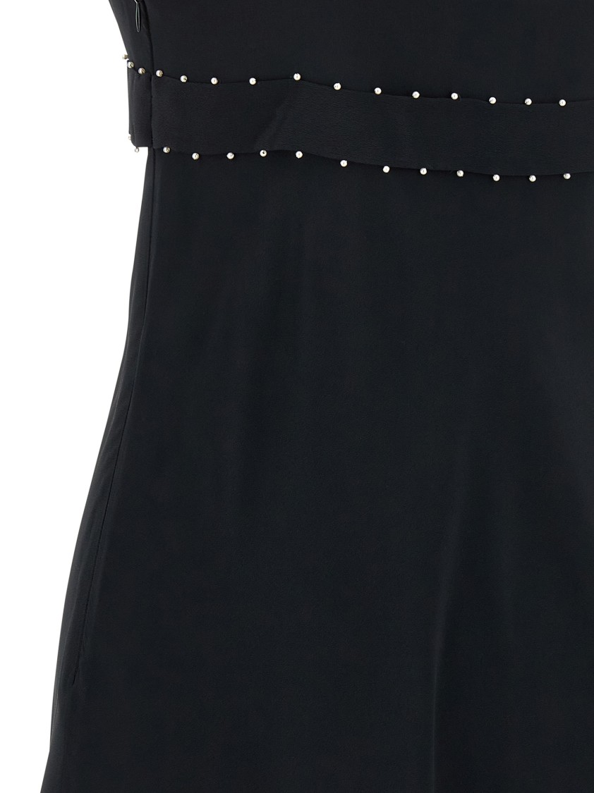 Giovanni Bedin Silk Blend Mini Dress With Pearl In Black