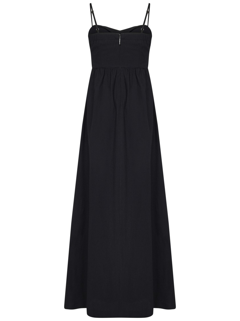 Msgm Fitted Black Dress With Ruching And Flowing Skirt