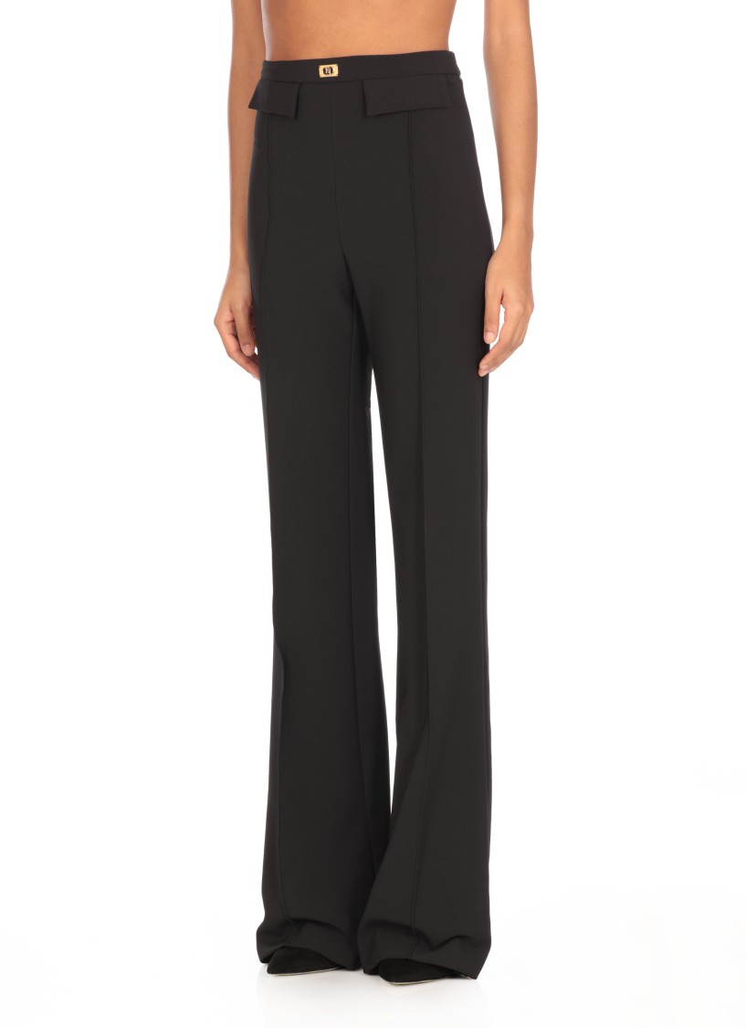 Elisabetta Franchi Tailored Black Crêpe Pants In Black
