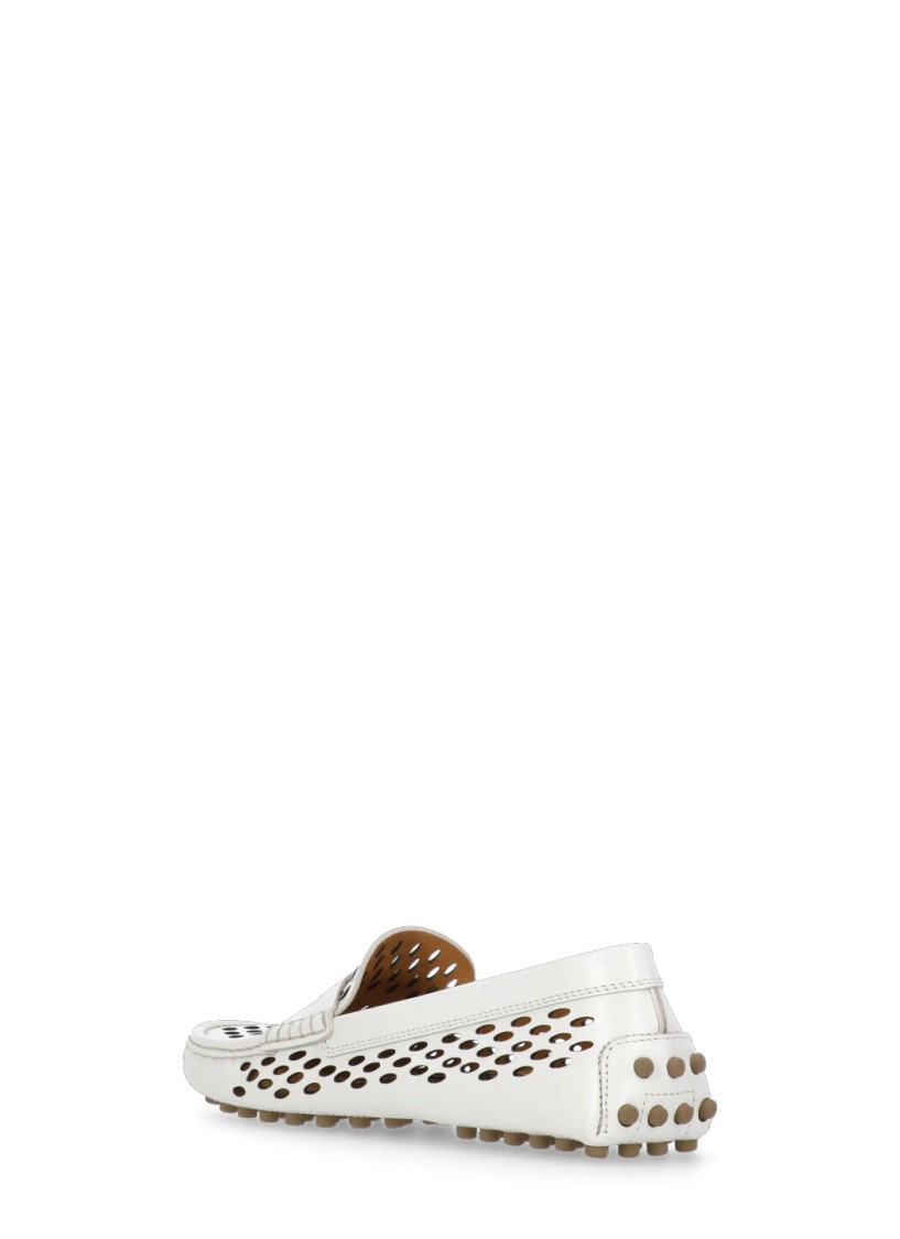 Tod's White Leather Loafers In White