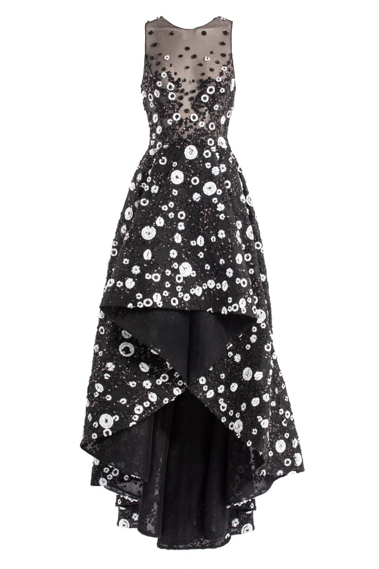 Saiid Kobeisy Tulle, High-low Dress With Dotted Beading In Multi