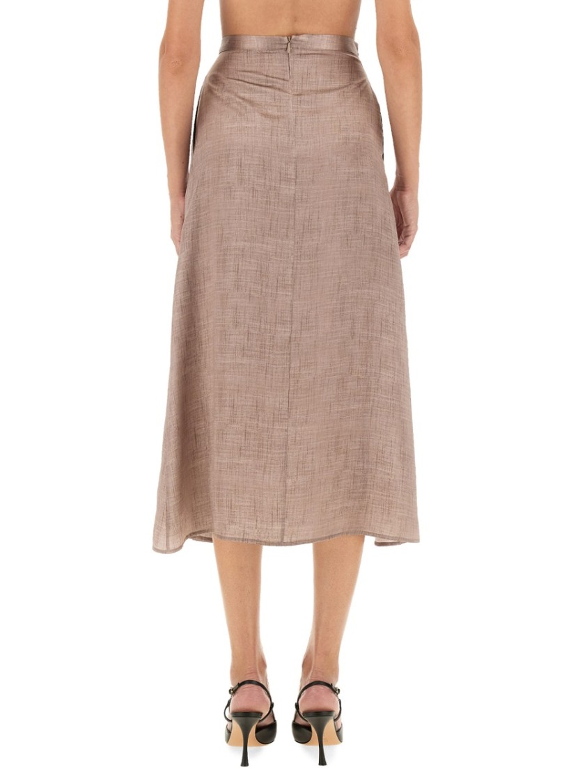 Shop Kiton Flowing Midi Skirt In Silk-viscose Blend In Pink