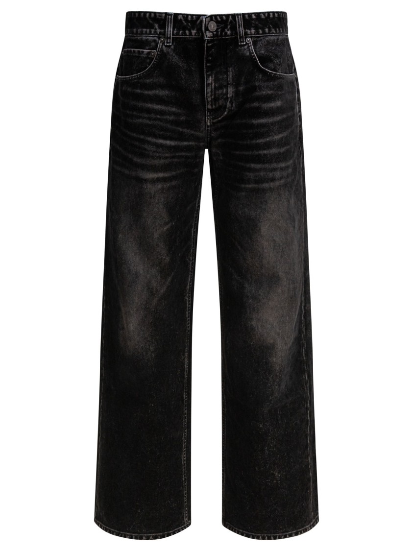 Balenciaga Wide-leg Trousers With Textured Fabric In Black