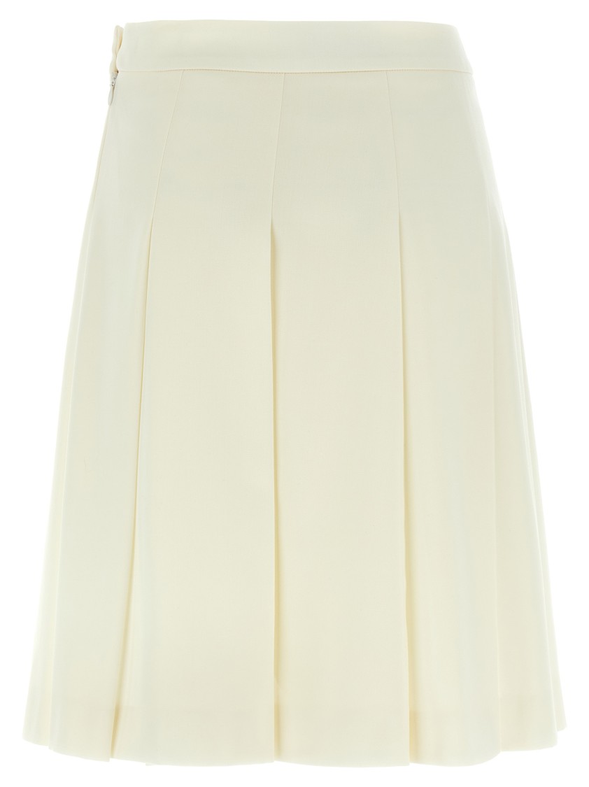 Alessandra Rich Pleated Wool Midi Skirt With Flared Silhouette