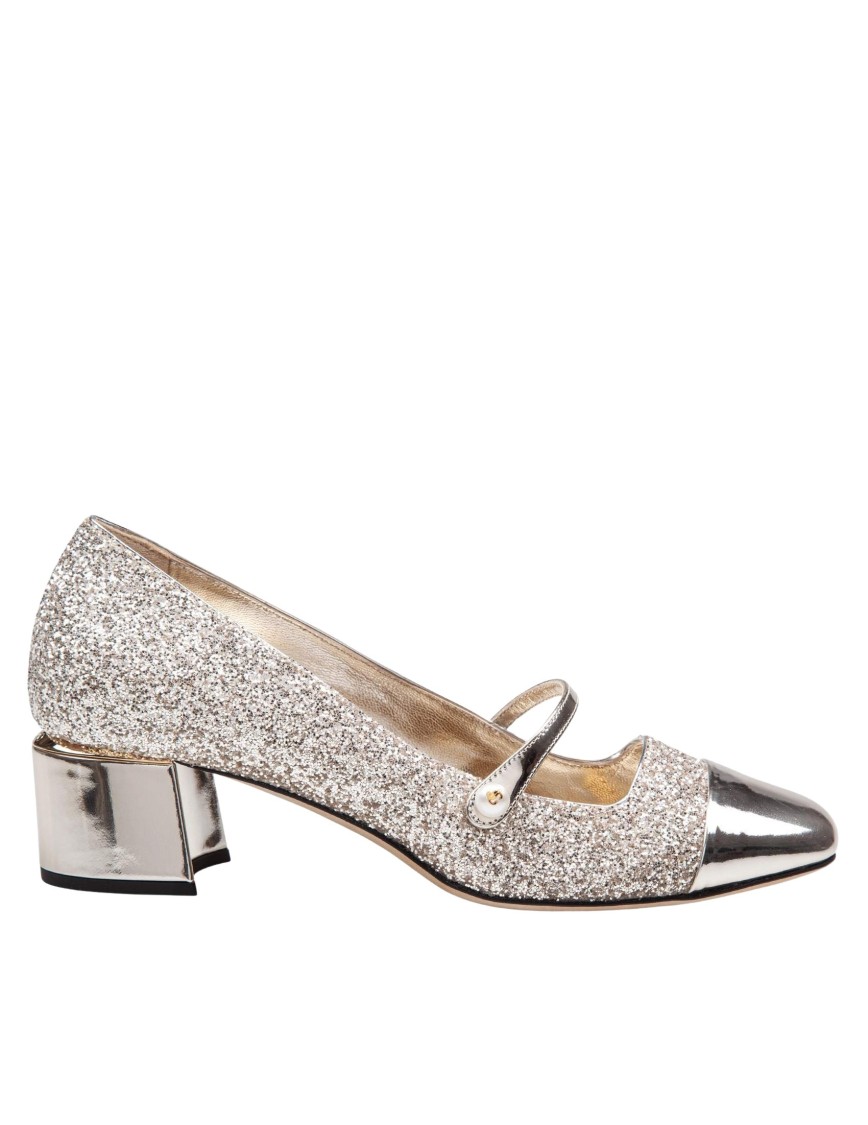 Jimmy Choo Glitter And Laminated Leather Pumps Color Gold And Sand In Gold