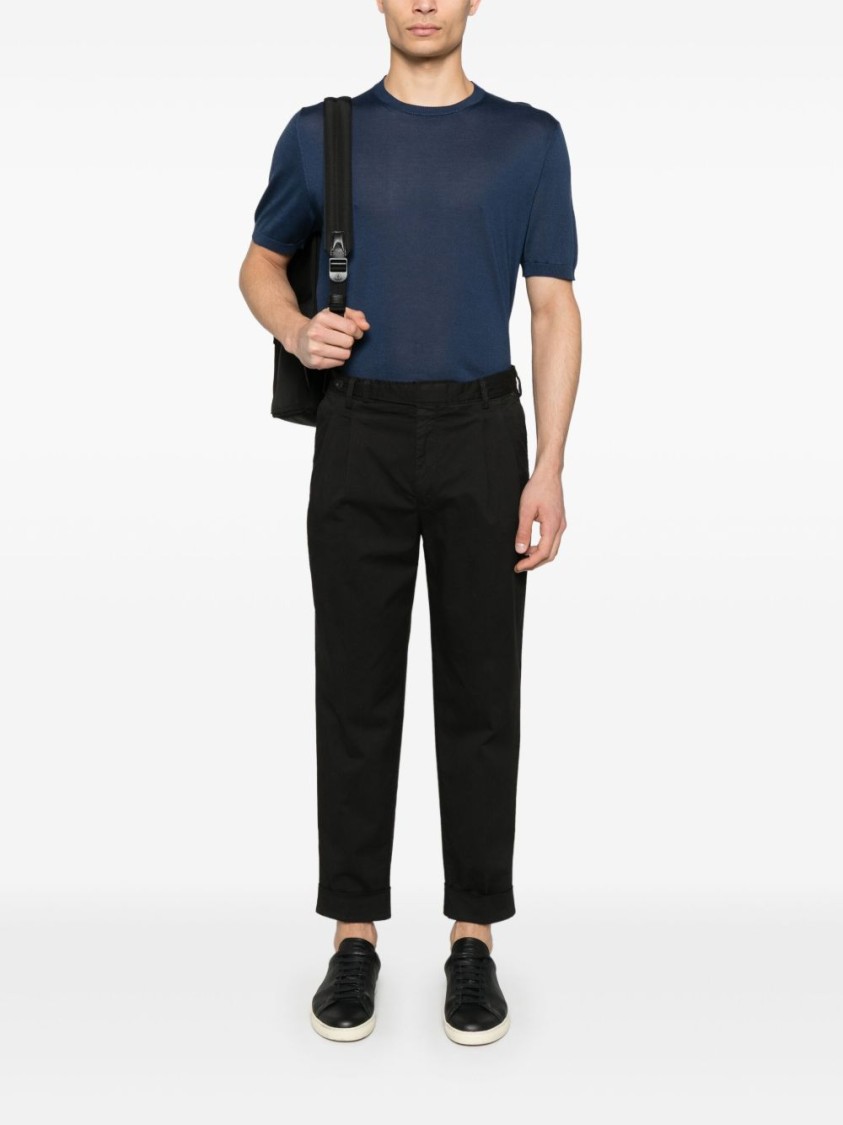 Pt Torino Tailored Black Trousers With Classic Pleat In Black