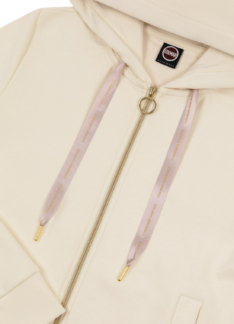 Colmar Originals Modal Cotton Hoodie With Full Zip In Neutrals