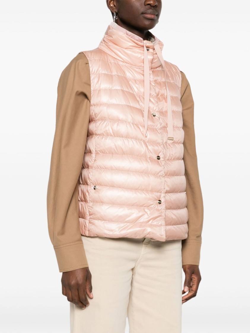 Herno Quilted Black Jacket With High Collar In Pink