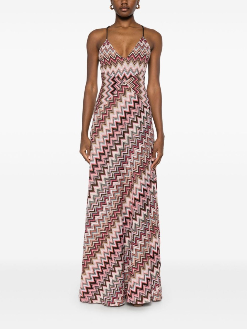 Shop Missoni Multicolour Maxi Dress In Pink