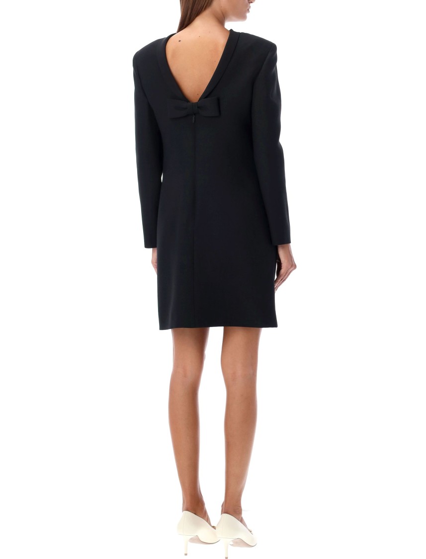 Shop Valentino Open Back Bow Mini Dress In Black