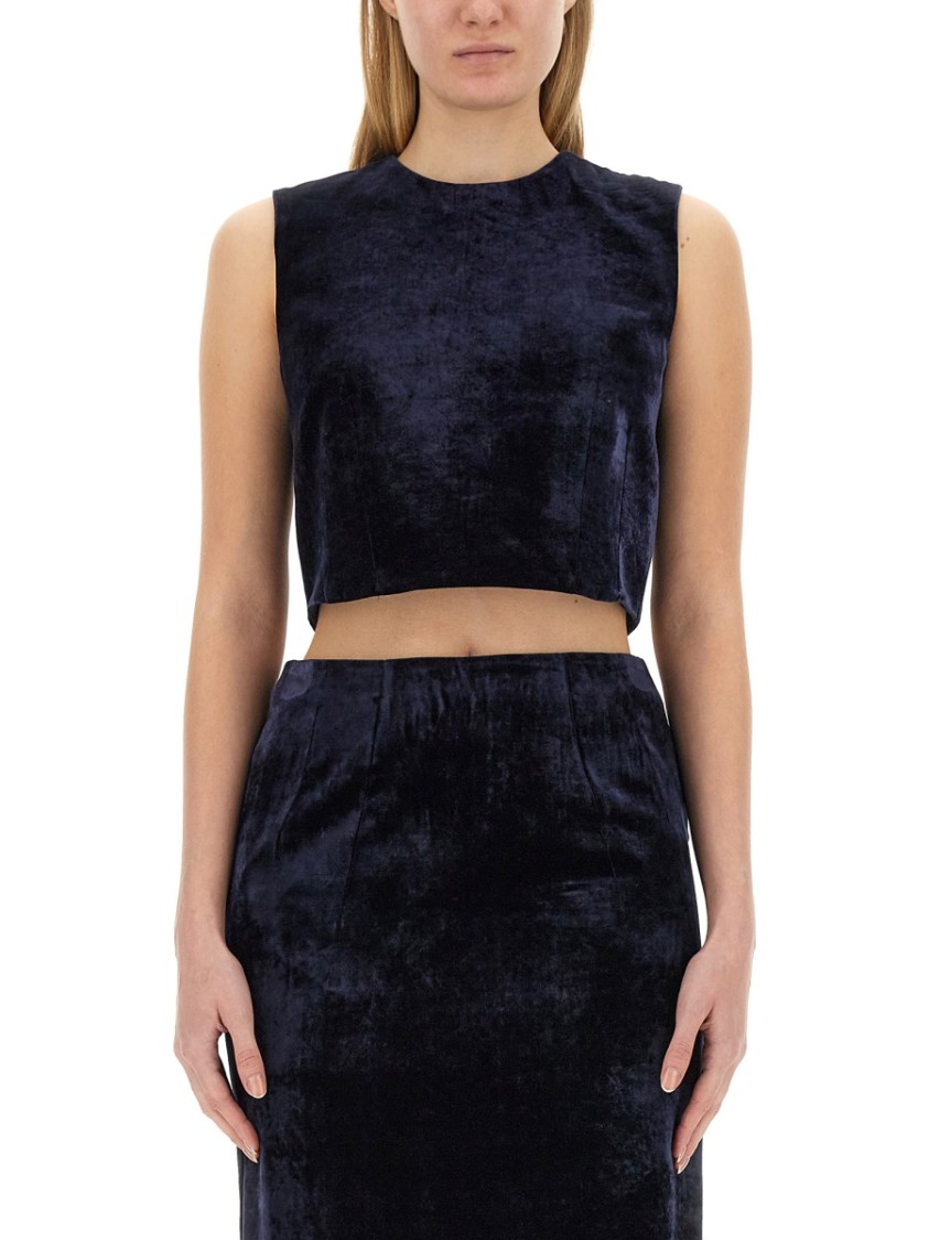Fendi Cropped Black Velvet Top