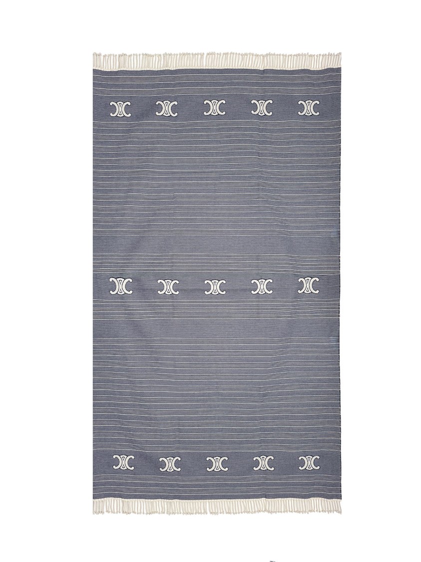 Celine Céline "triomphe" Striped Towel Blue In Blue