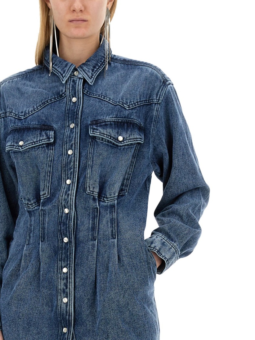 Isabel Marant Liliko Denim Shirt Minidress In Blue