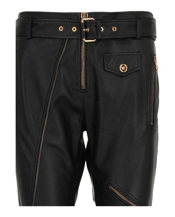 Versace Zipper Detailed Leather Pants in Black | THE LIST