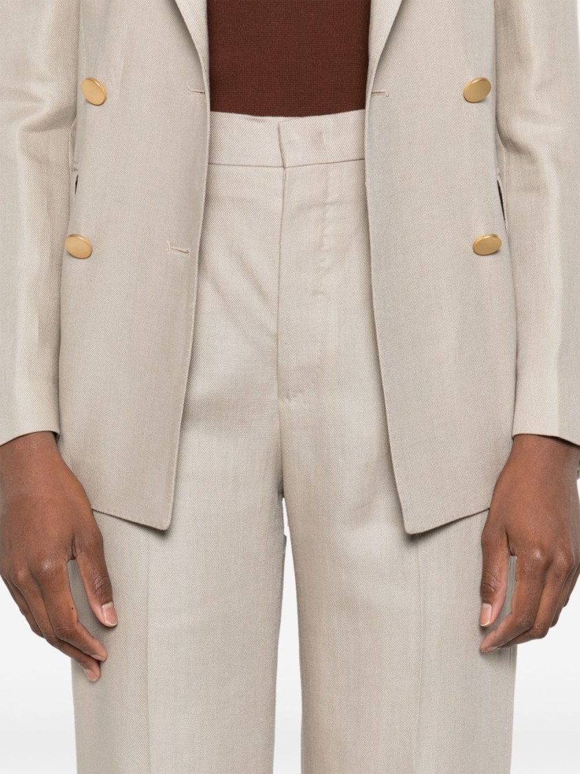 Tagliatore Linen Double-breasted Suit In Taupe In Neutrals