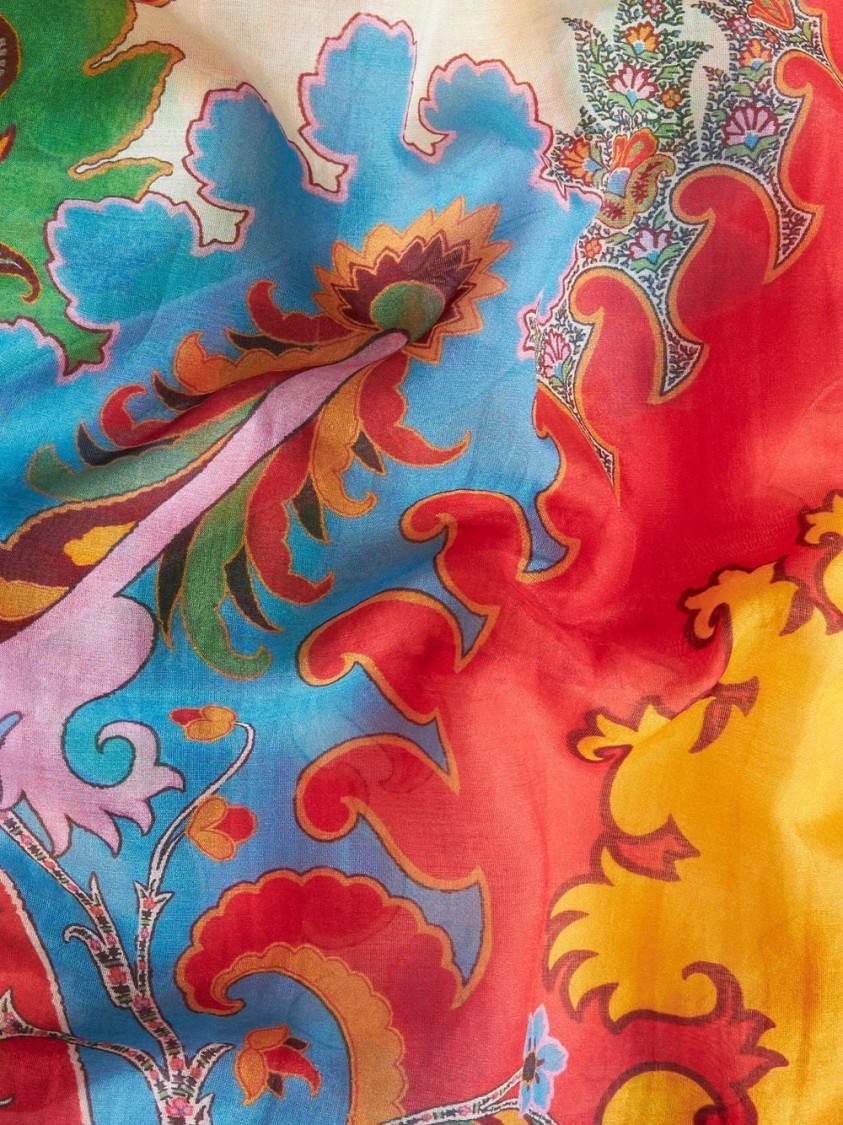 Etro Ruffled Printed Cotton And Silk-blend Voile Blouse In Multi