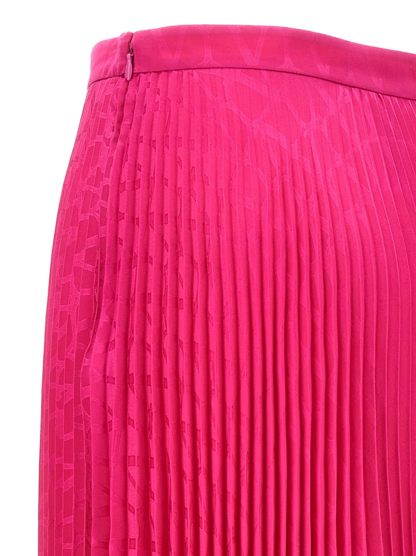 Valentino Garavani Toile Iconographe Pleated Silk Skirt In Red