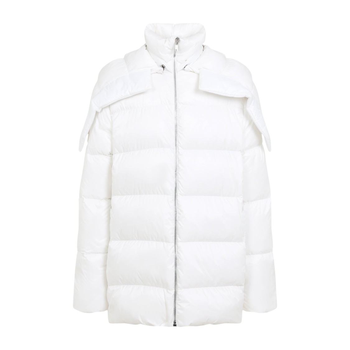 Moncler X Rick Owens Puffy Feather Down Jacket With High Collar In White