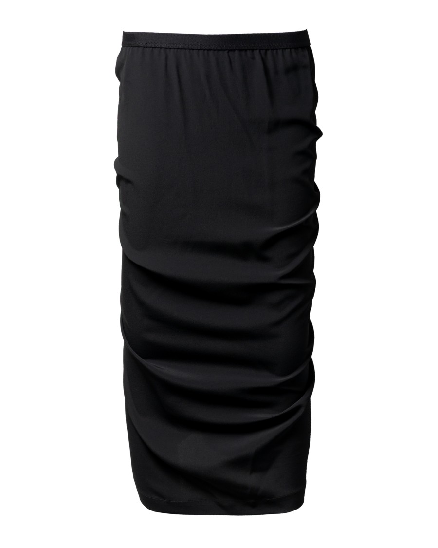 Rick Owens Structured Black Skirt With Rib-knit Waistband In Black