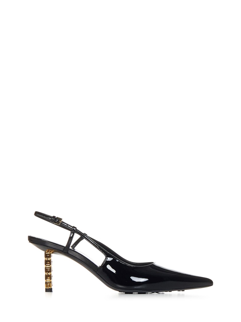 Givenchy Black Patent Slingback Pumps In Black