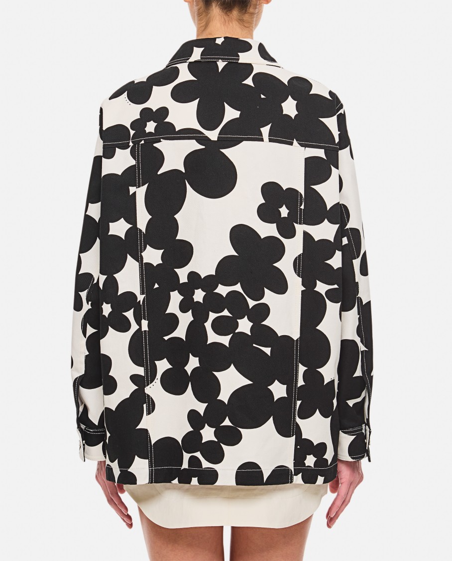 Marni Floral Pattern Black Silk Shirt In Black