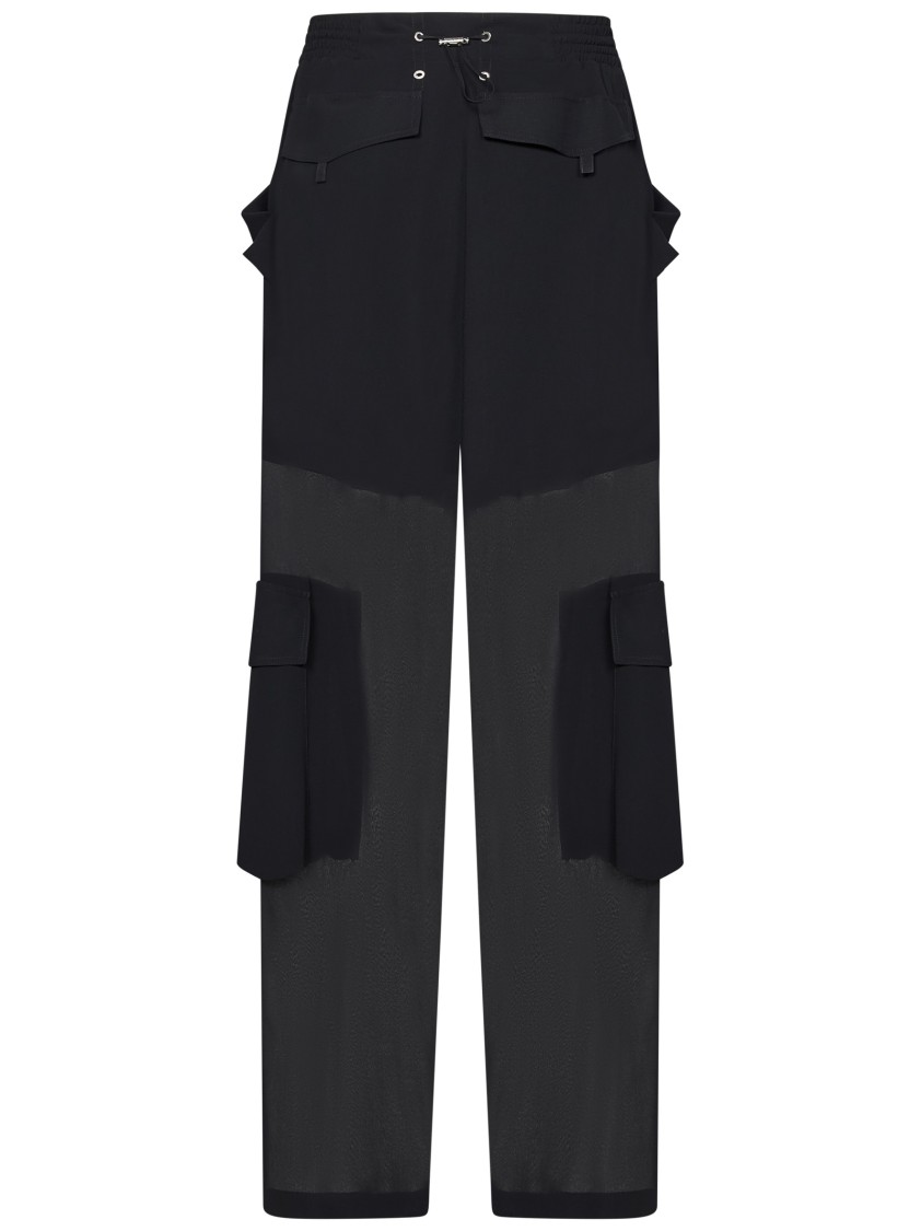 Shop Pinko Transparent Georgette Oversized Cargo Trousers In Black