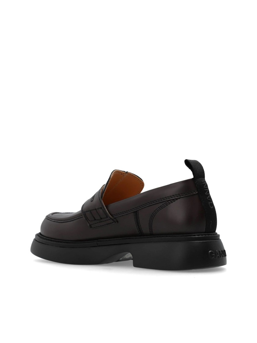 Ganni Everyday Loafer Patent In Brown