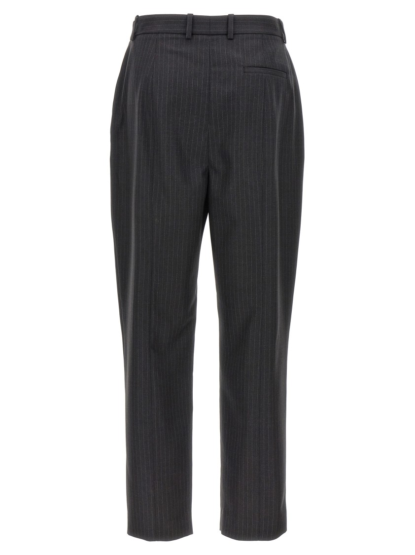 パンツ Mcqueen Tailored Black Pinstripe Pants With Ironed Pleats Alexander Mcqueen Mcqueen Tailored Black Pinstripe Pants