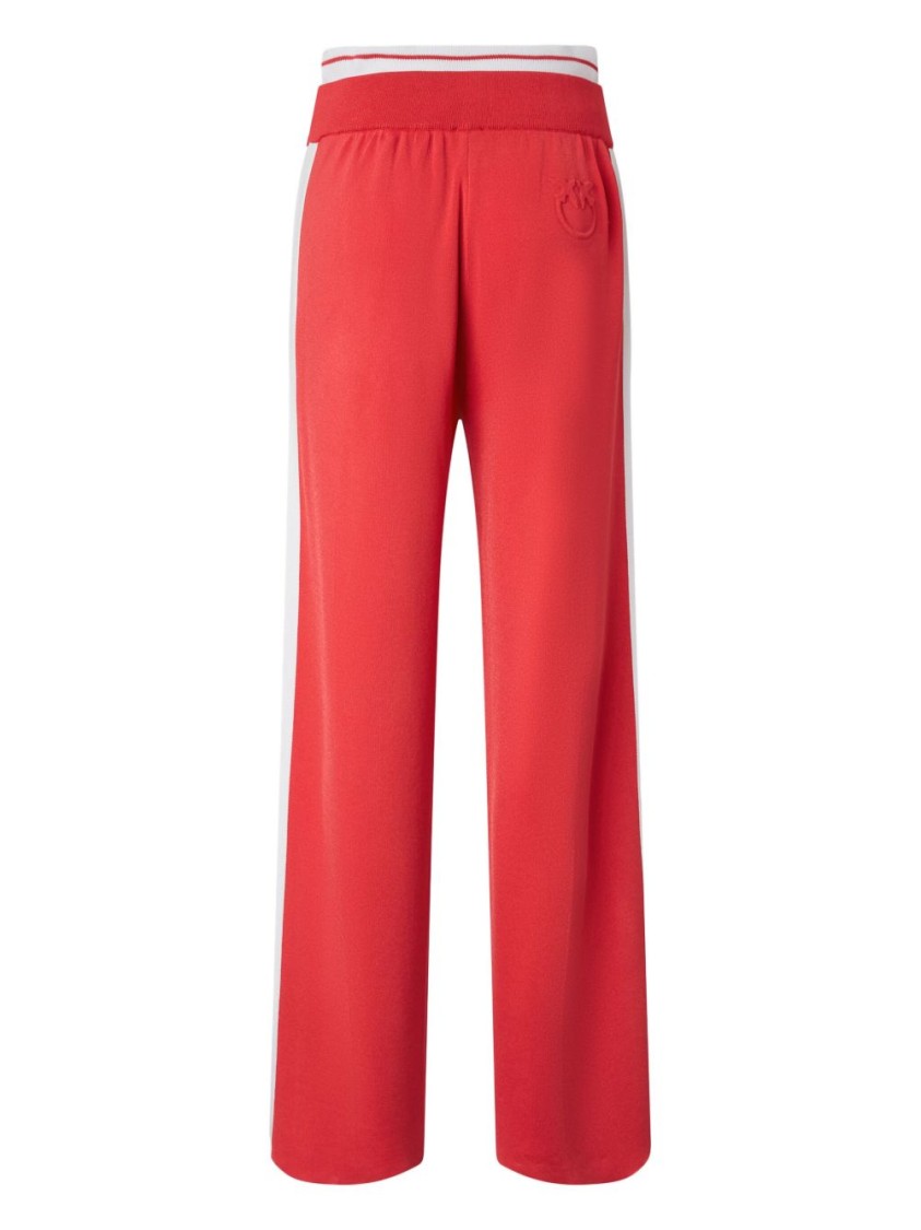 Shop Pinko Wide-leg Trousers With Contrasting Side Panels In Red