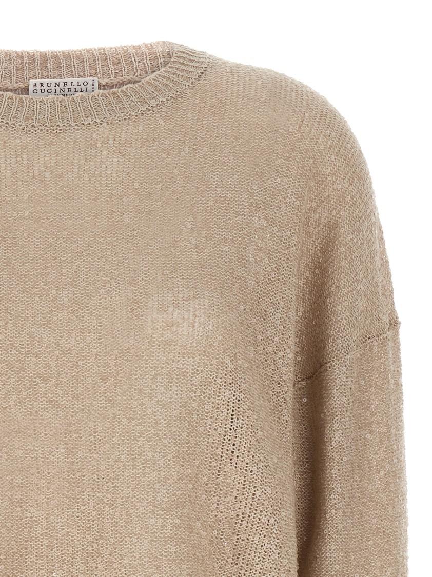 Brunello Cucinelli Sequin-embellished Crewneck Sweater In Wool Cashmere