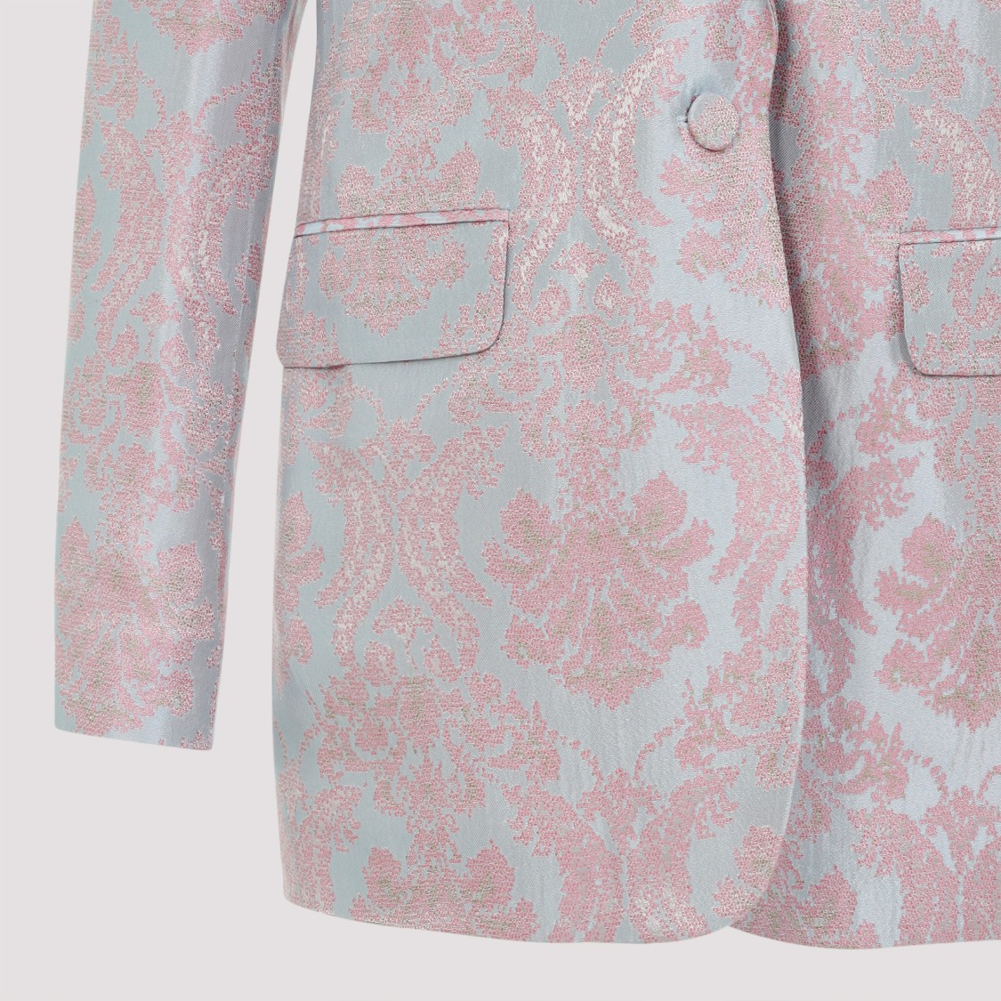 Dries Van Noten Tailored Blazer With Damask Pattern In Blue